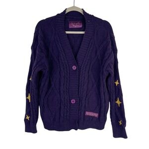 Taylor Swift Speak Now Button Cardigan Sweater Purple Star Embroidered Size M/L